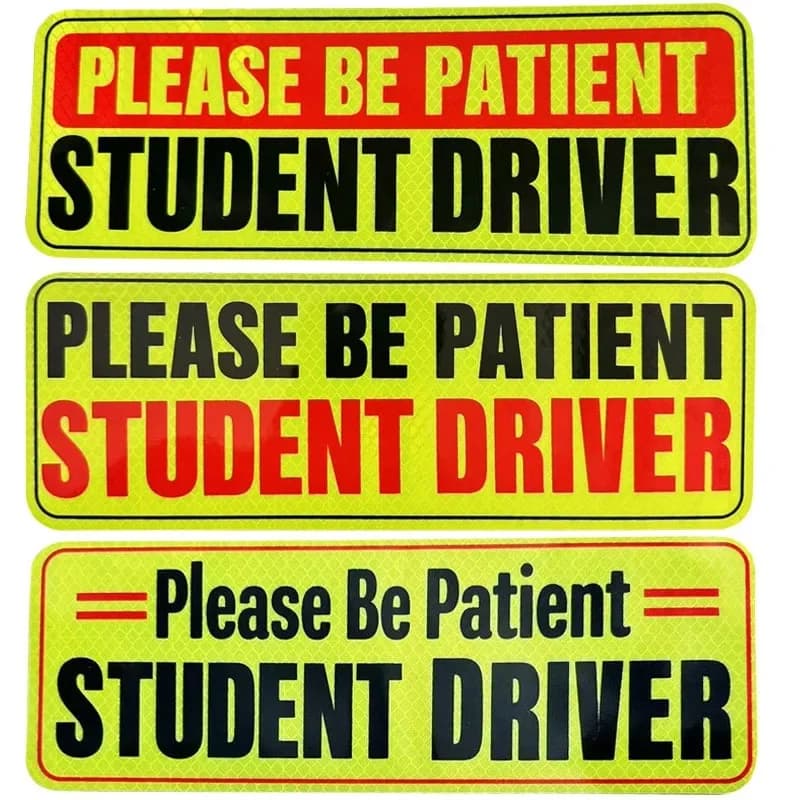 Student Driver Magnet for Car New Drivers Sticker Safety Warning Reflective Novice Driver Sticker Please Be Patient Student 1/3P