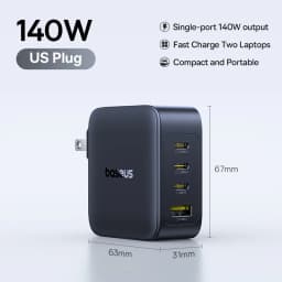 【New Sale】Baseus 140W GaN Charger PD Charger USB C Charger Fast Charge For Macbook Tablet Phone Charger For iPhone 17 16 15 14