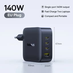 【New Sale】Baseus 140W GaN Charger PD Charger USB C Charger Fast Charge For Macbook Tablet Phone Charger For iPhone 17 16 15 14