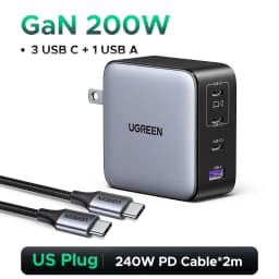 UGREEN 200W Travel GaN Charger PD 3.1 140W QC4.0 3.0 Quick Charge For Macbook Pro Laptops iPhone 18 17 Samsung S26 Xiaomi Tablet