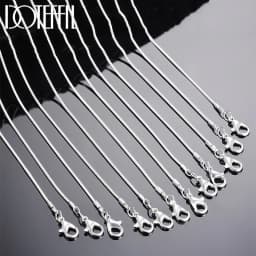 DOTEFFIL 925 Sterling Silver 5/10pcs/Lot 16/18/20/22/24/26/28/30 Inch 1.2mm Snake Chain Necklace For Woman Man Fashion Jewelry