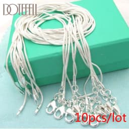 DOTEFFIL 925 Sterling Silver 5/10pcs/Lot 16/18/20/22/24/26/28/30 Inch 1.2mm Snake Chain Necklace For Woman Man Fashion Jewelry