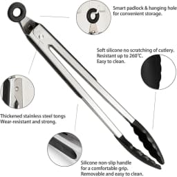 Stainless Steel Kitchen Tongs with Silicone Tips 7/9/12Inch Food Silicone Tongs for Meat BBQ Salad Bread Frying Serving Baking