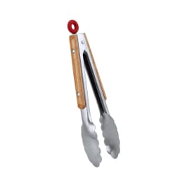 Leeseph Stainless Steel Kitchen Tongs, 9" and 12" Locking Metal Food Tongs with Wooden Grips, Barbecue Tongs for Pans and BBQ