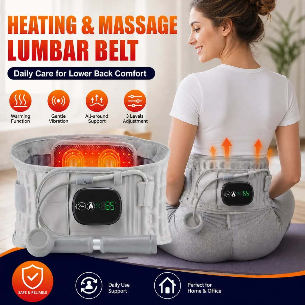 Inflatable Red Light Heating Waist Massager,Electric Lumbar  Protect Brace,Vibration Massage Belt,Back Airbag Support Relax Care