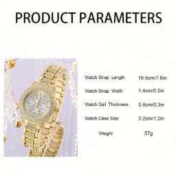 Women's Quartz Watch Gold Luxury Women Ring Necklace Earring Rhinestone Fashion Wristwatch Casual Ladies Watches Jewelry Set 