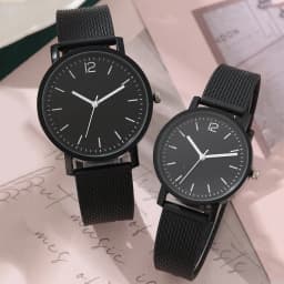 1/2PCS Set Couple Fashion Casual Leather Watches Ladies Simple Dial Quartz Wristwatches Dress Clock Montre Femme