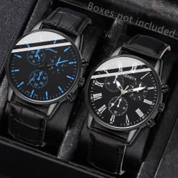 1/2PCS Set Couple Fashion Casual Leather Watches Ladies Simple Dial Quartz Wristwatches Dress Clock Montre Femme