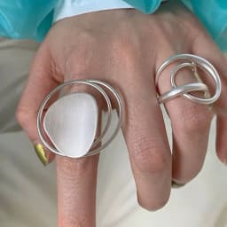 925 Sterling Silver Rings for Women Couple Minimalist Handmade Simple Big Circle Ring Fine Jewelry Gift Prevent Allergy