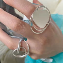 925 Sterling Silver Rings for Women Couple Minimalist Handmade Simple Big Circle Ring Fine Jewelry Gift Prevent Allergy