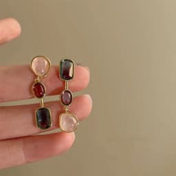 Asymmetric Colorful Resin Earrings for Women Retro Contrast Geometric Dangle Earrings Korean Jewelry High Quality Wholesale