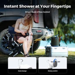 FLEXTAIL Portable Shower Pump, IPX7 Waterproof Pump Head and Hose Set, Rechargeable Water Pump for Camping, Outdoor Shower