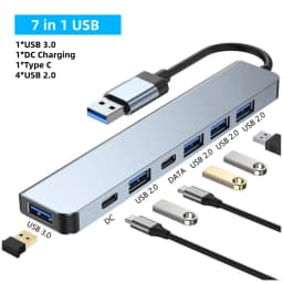 7 in 1 USB C HUB USB 3.0 HDMI 4K 60Hz Video USB2.0 SD TF Card Slot Reader Multi-Ports PD Charging for PC/Laptops/MacBook Pro