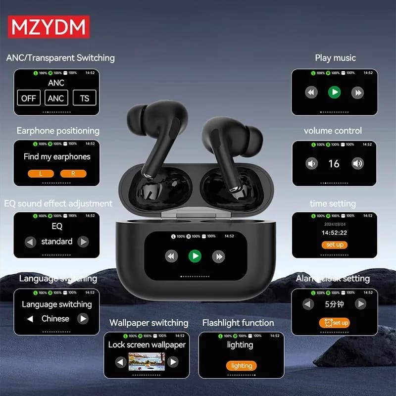 YX30 TWS Wireless Earbuds LED Touch Control Bluetooth 5.4 In-Ear Sport Headphones ENC Noise Cancelling With Mic