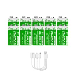 PUJIMAX 9v 1200mAh High Capacity Usb-C Lithium Ion Battery Rechargeable Battery with Type-c Cable for Toys Remote Control Camera