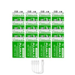 PUJIMAX 9v 1200mAh High Capacity Usb-C Lithium Ion Battery Rechargeable Battery with Type-c Cable for Toys Remote Control Camera
