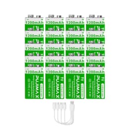 PUJIMAX 9v 1200mAh High Capacity Usb-C Lithium Ion Battery Rechargeable Battery with Type-c Cable for Toys Remote Control Camera