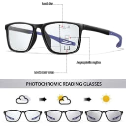 Men Women Reading Glasses Photochromic Classic Square Far Sight Presbyopic Glasses Anti Blue Light Blocking Ultralight Eyewear
