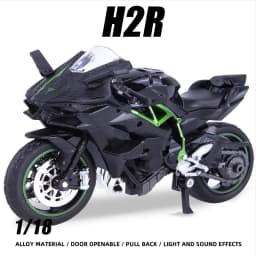 1:18 H2R Alloy Motorcycle Model Toy Boy Diecast Metal Vehicle Fast and Furious One Piece Hot Wheel Miniature Gift for Children
