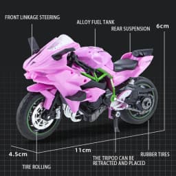 1:18 H2R Alloy Motorcycle Model Toy Boy Diecast Metal Vehicle Fast and Furious One Piece Hot Wheel Miniature Gift for Children