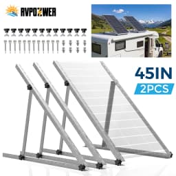 RVPOZWER Adjustable Solar Panel Tilt Mount Bracket,Heavy‑Duty Aluminum Support Legs,Rustproof Corrosion‑Resistant Mounting Stand for Roof RV Caravan Boat Off‑Grid Outdoor Solar System 2PCS 45in