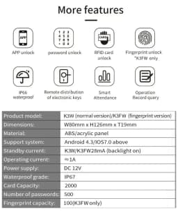 TTLOCK wifi K3W/K3FW Fingerprint Access Control Keypad 13.56Mhz RFID Card Nfc No need for network hub G2