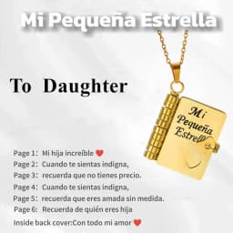 Mi Pequeña Estrella Book Necklaces Daughter Son My Little Star Openable Book Pendant Spanish Mi Campeón Necklace German Jewelry