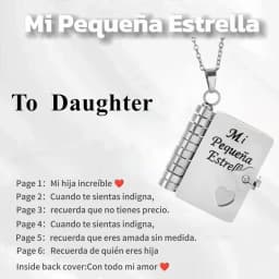 Mi Pequeña Estrella Book Necklaces Daughter Son My Little Star Openable Book Pendant Spanish Mi Campeón Necklace German Jewelry