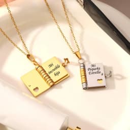 Mi Pequeña Estrella Book Necklaces Daughter Son My Little Star Openable Book Pendant Spanish Mi Campeón Necklace German Jewelry