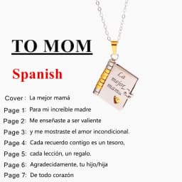 Mi Pequeña Estrella Book Necklaces Daughter Son My Little Star Openable Book Pendant Spanish Mi Campeón Necklace German Jewelry