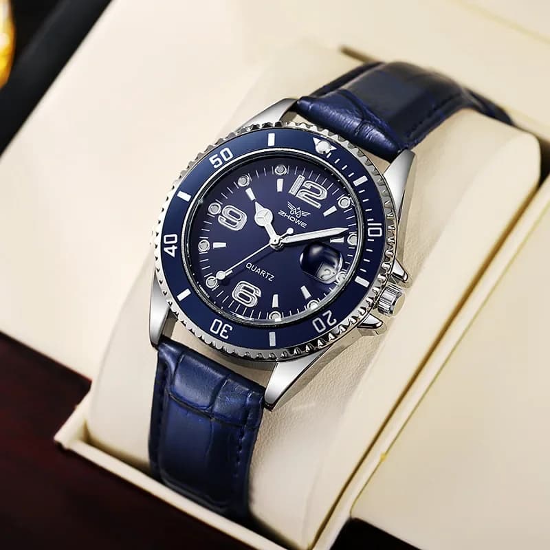 Fashion Calendar Men Business Watches Leather Strap Quartz Wristwatch for Male Clock Reloj Hombre (without box)