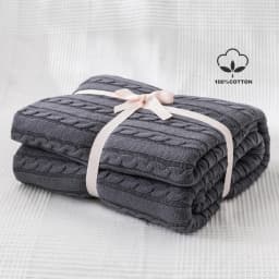 Battilo Cotton Knitted Throw Blanket Soft Cozy Cable Knit Sofa Throws Large Heavyweight Decorative Blanket for Twin Queen Bed