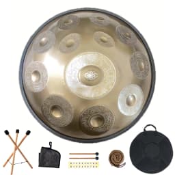440/432Hz 12/10/9 Notes 22inch Carve Golden Handpan Drum D Minor Steel Tongue Drum Beginner Percussion Instrument Hand Drum Gift
