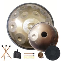 440/432Hz 12/10/9 Notes 22inch Carve Golden Handpan Drum D Minor Steel Tongue Drum Beginner Percussion Instrument Hand Drum Gift