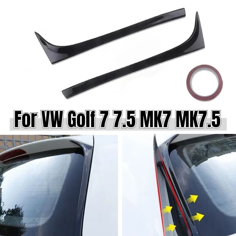2pcs For VW Golf 7 7.5 MK7 MK7.5 2014-2018 Glossy Black ABS Rear Window Side Trunk Spoiler Canard Canards Splitter Accessories