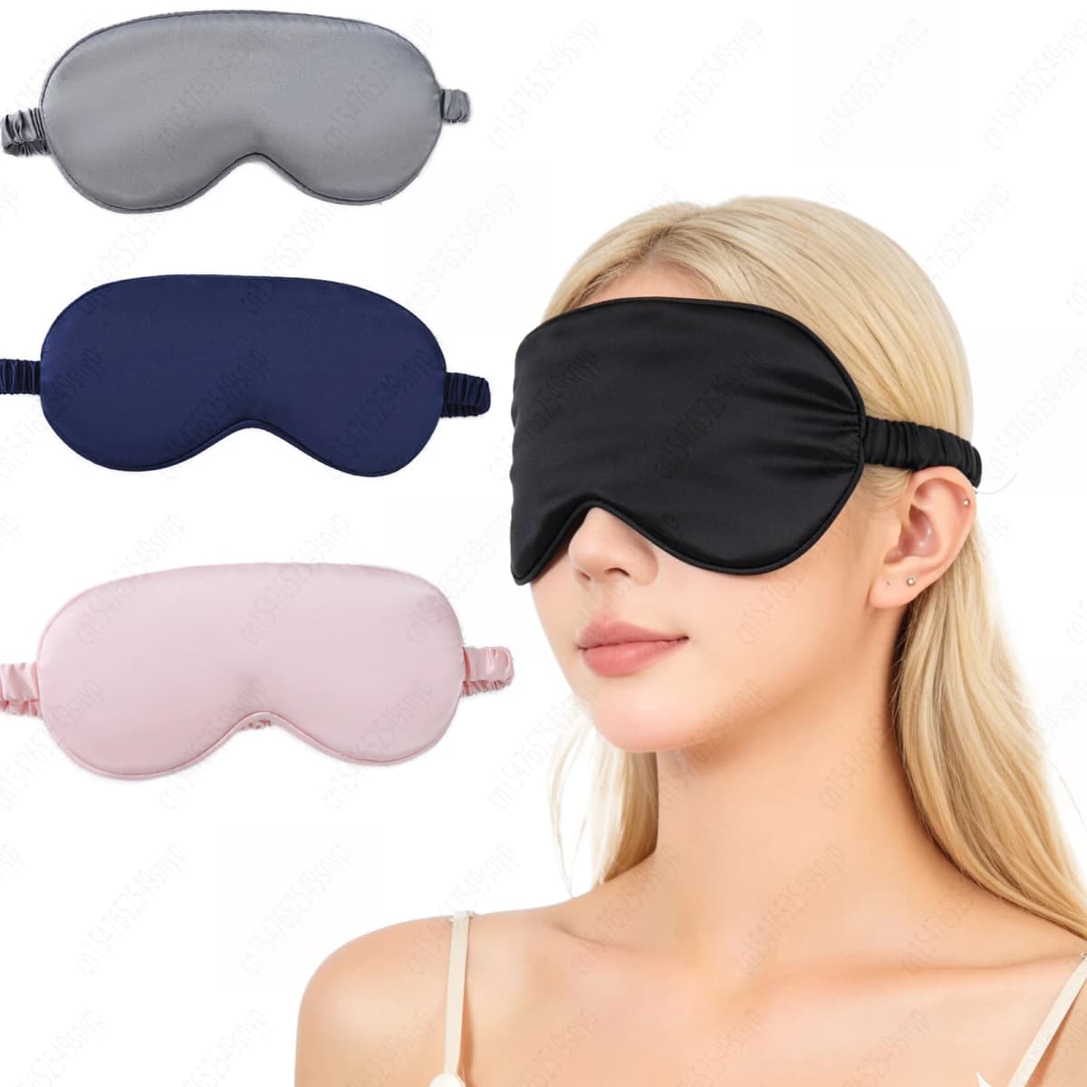 Soft Satin Sleep Mask Zero Eye Pressure Blindfold Adjustable Strap Light Blocking Eye Cover For Travel Night Sleep Home Office