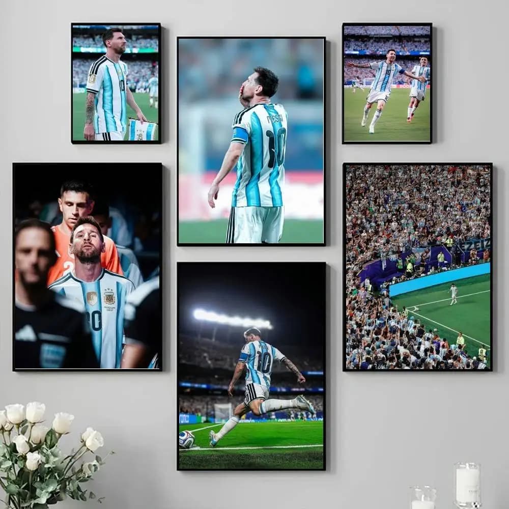 L-Lionel M-Messi Poster Self-adhesive Art Waterproof Paper Sticker Coffee House Bar Room Wall Decor