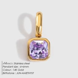 EMANCO Stainless Steel Classic Octagon Birthstone Charms 14K Gold Plated Pendant For DIY Jewelry Making Necklace