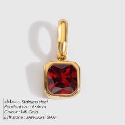 EMANCO Stainless Steel Classic Octagon Birthstone Charms 14K Gold Plated Pendant For DIY Jewelry Making Necklace