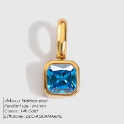 EMANCO Stainless Steel Classic Octagon Birthstone Charms 14K Gold Plated Pendant For DIY Jewelry Making Necklace