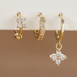 3PCS Fashion Orange Blue Zircon Hanging Earrings Set for Women Stainless Steel Flower Dangle Earring Piercing Jewelry