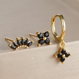 3PCS Fashion Orange Blue Zircon Hanging Earrings Set for Women Stainless Steel Flower Dangle Earring Piercing Jewelry