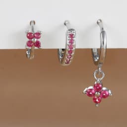 3PCS Fashion Orange Blue Zircon Hanging Earrings Set for Women Stainless Steel Flower Dangle Earring Piercing Jewelry