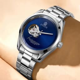 European and American Style Light Luxury Skeleton Mechanical Men's Watch, Minimalist Dial with Transparent Movement Design, Fully Automatic Steel Band Waterproof Wristwatch, Popular Gift for Daily Wear, Formal and Casu