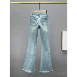Korean Slim-fit Flared Denim Pants Female New Fashion Elastic High Waist European Goods Rhinestones Trousers Jeans Women Blue