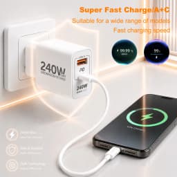 240W GaN PD USB C Charger For iPhone 17 16 15 14 13 12 Pro Max Phone QC 3.0 PD 3.0 USB Type C Fast Charging for Xiaomi poco iPad