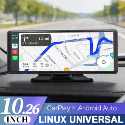 HIPPCRON 10.26" Portable Car Stereo, Wireless CarPlay & Android Auto Touch Screen GPS Navigation FM Multimedia Player