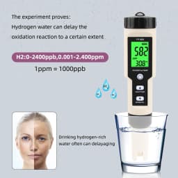 Yieryi Digital Hydrogen Water Tester Monitor 4 in 1 H2 PH ORP TEMP Meter Hydrogen Ion Analyzer for Swimming Drinking Aquarium