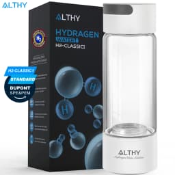 ALTHY Hydrogen Rich Water Generator Bottle - Glass Cupbody - DuPont SPE & PEM Dual Chamber Maker Ionizer - H2 Inhalation Device