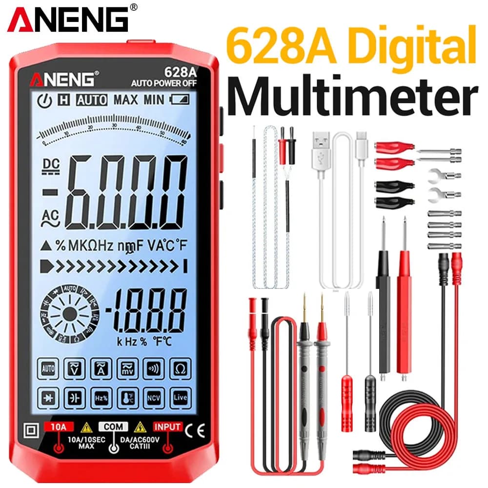 Automatic Multimeter for Measuring AC/DC Voltage Current and Temperature NCV Non-Contact Electrical Testing Model ANENG 628A